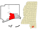 Ubicación de Gulfport dentro del condado y del esatdo.