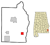 Ubicación en el condado de Henry y en el estado de Alabama Ubicación de Alabama en EE. UU.