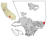 Ubicación en el condado de Los Ángeles y en el estado de California Ubicación de California en EE. UU.