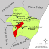 Localización de Albalat de Taronchers respecto a la comarca del Camp de Morvedre