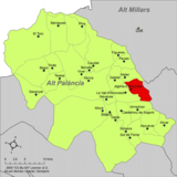 Localización de Algimia de Alomacid respecto a la comarca del Alto Palancia