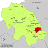 Localización de Almedíjar respecto a la comarca del Alto Palancia
