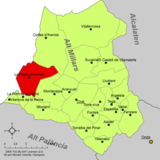 Localización de Los Calpes (Puebla de Arenoso) respecto a la comarca del Alto Mijares