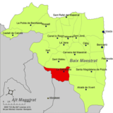 Localización de Salsadella respecto a la comarca del Bajo Maestrazgo