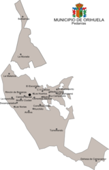 Localización de San Bartolomé (Orihuela) respecto al municipio de Orihuela