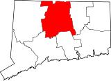 Situación del condado en ConnecticutSituación de Connecticut en EE. UU.