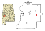 Ubicación en el condado de Marengo y en el estado de Alabama Ubicación de Alabama en EE. UU.