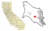 Ubicación en el condado de Marin y en el estado de California Ubicación de California en EE. UU.