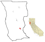 Ubicación en el condado de Mendocino y en el estado de California Ubicación de California en EE. UU.
