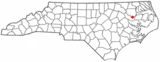 Ubicación en el condado de Martin  y en el estado de Carolina del Norte Ubicación de Carolina del Norte en EE. UU.