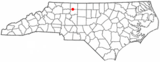 Ubicación en el condado de Stokes y condado de Forsyth y en el estado de Carolina del Norte Ubicación de Carolina del Norte en EE. UU.