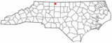 Ubicación en el condado de Rockingham y en el estado de Carolina del Norte Ubicación de Carolina del Norte en EE. UU.