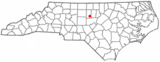 Ubicación en el condado de Alamance y en el estado de Carolina del Norte Ubicación de Carolina del Norte en EE. UU.