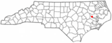 Ubicación en el condado de Beaufort y en el estado de Carolina del Norte Ubicación de Carolina del Norte en EE. UU.