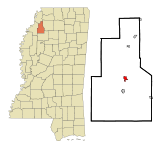 Ubicación en el condado de Quitman y en el estado de Misisipi Ubicación de Misisipi en EE. UU.