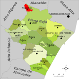 Localización de Ribesalbes respecto a la comarca de la Plana Baja