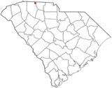 Ubicación en el condado de Cherokee y Spartanburg y en el estado de Carolina del Sur Ubicación de Carolina del Sur en EE. UU.