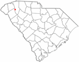 Ubicación en el condado de Anderson y condado de Greenville y en el estado de Carolina del Sur Ubicación de Carolina del Sur en EE. UU.