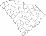 Ubicación en el condado de Beaufort  en el estado de Carolina del Sur Ubicación de Carolina del Sur en EE. UU.