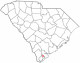 Ubicación en el condado de Beaufort y en el estado de Carolina del Sur Ubicación de Carolina del Sur en EE. UU.