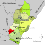 Localización de San Juan de Moró respecto a la comarca de la Plana Alta