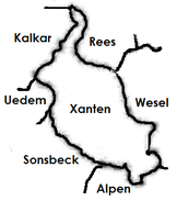 Nachbargemeinden und -städte Xantens