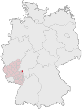 Mapa de Alemania, posición de Maguncia destacada