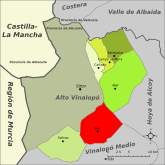 Localización de Sax en la comarca del Alto Vinalopó