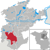 Mapa de Alemania, posición de Bernau bei Berlin destacada