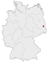 Mapa de Alemania, posición de Cottbus destacada