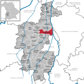 Mapa de Alemania, posición de Gersthofen destacada