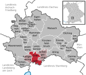 Mapa de Alemania, posición de Grafrath destacada
