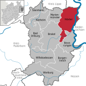 Mapa de Alemania, posición de Hüster destacada