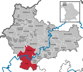 Mapa de Alemania, posición de Hammelburg destacada