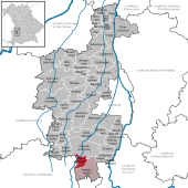 Mapa de Alemania, posición de Hiltenfingen destacada