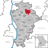 Mapa de Alemania, posición de Inchenhofen destacada