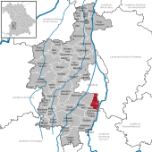 Mapa de Alemania, posición de Königsbrunn destacada