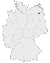 Mapa de Alemania, posición de Neustrelitz destacada