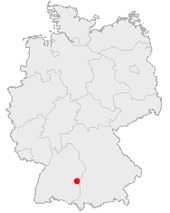 Mapa de Alemania, posición de Ulm destacada