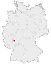 Mapa de Alemania, posición de Wiesbaden destacada