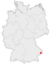 Mapa de Alemania, posición de Passau destacada