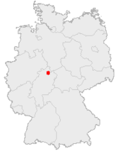 Mapa de Alemania, posición de Baunatal destacada