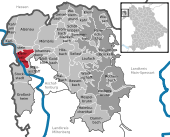 Mapa de Alemania, posición de Kleinostheim destacada