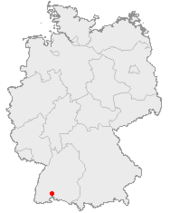 Mapa de Alemania, posición de Donaueschingen destacada
