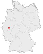Mapa de Alemania, posición de Gummersbach destacada