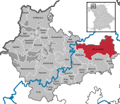 Mapa de Alemania, posición de Münnerstadt destacada