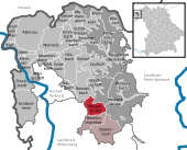 Mapa de Alemania, posición de Mespelbrunn destacada