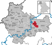 Mapa de Alemania, posición de Nüdlingen destacada