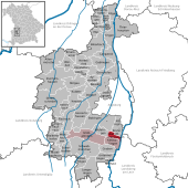 Mapa de Alemania, posición de Oberottmarshausen destacada