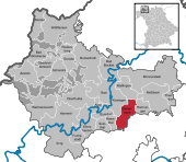 Mapa de Alemania, posición de Oerlenbach destacada